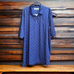 Donald Ross Men's XXL Blue 123 Lavender Floral Print Golf Shirt